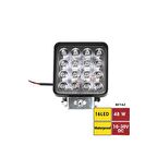 BR3010577 CALISMA LAMBASI 10-30V 48W 16 LED KARE 12X10CM METAL
