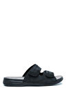 SIB4412 Kifidis-Natura Erkek Çift Bantlı Anatomik Deri Terlik 40-45 Siyah/Black