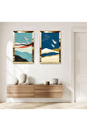 GOLD AYNALI PLEKSİ ÇERÇEVELİ HAVADA UÇAN KUŞLAR İKİLİ MDF TABLO SETİ