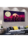 Şehir Manzara 100 X 50 Cm Saatli Kanvas Tablo