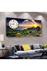 Doğa Manzara 100 X 50 Cm Saatli Kanvas Tablo