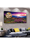 Doğa Manzara 100 X 50 Cm Saatli Kanvas Tablo
