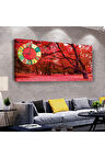 Sonbahar Ağaç 100 X 50 Cm Saatli Kanvas Tablo