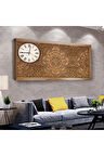 Oyma Motifli 100 X 50 Cm Saatli Kanvas Tablo