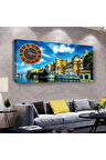 Şehir Manzara 100 X 50 Cm Saatli Kanvas Tablo
