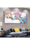 Renkli Zürafa 100 X 50 Cm Saatli Kanvas Tablo