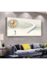 Beyaz Yol 100 X 50 Cm Saatli Kanvas Tablo