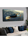 120x60 Saatli Hayvanlar Alemi Kartal Kanvas Tablo
