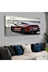 120x60 Saatli Spor Araba Kanvas Tablo