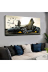 120x60 Saatli Spor Araba Kanvas Tablo