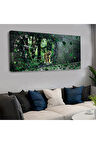120x60 Saatli Hayvanlar Alemi Kaplan Kanvas Tablo