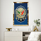 GOLD AYNALI PLEKSİ ÇERÇEVELİ LACİVERT OSMANLI DEVLETİ ARMASI TABLO