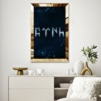 GOLD  AYNALI PLEKSİ ÇERÇEVELİ GÖKTÜRK ALFABE TÜRK YAZILI TABLO