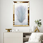 GOLD AYNALI PLEKSİ ÇERÇEVELİ MİNİMALİST BEYAZ GRİ ZARİF SOYUT ÇİZİM TABLO