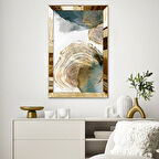 GOLD AYNALI PLEKSİ ÇERÇEVELİ DESENLİ ALTIN VE YEŞİL ŞEKİLLER TABLOSU