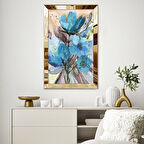 GOLD AYNALI PLEKSİ ÇERÇEVELİ MAVİ RENKLİ ÇİÇEKLER TABLOSU