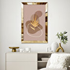 GOLD AYNALI PLEKSİ ÇERÇEVELİ DEKORATİF MİNİMAL PASTEL TONLU SOYUT TASARIM TABLOSU