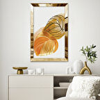 GOLD AYNALI PLEKSİ ÇERÇEVELİ SULUBOYA TARZINDA ALTIN RENKLİ YAPRAKLAR TABLOSU