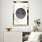 GOLD AYNALI PLEKSİ ÇERÇEVELİ MODERN TARZDA DESENLİ SİYAH AY TABLOSU
