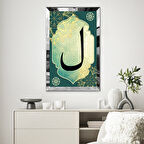 GÜMÜŞ  AYNALI PLEKSİ ÇERÇEVELİ LAM HARFİ DİNİ İSLAMİ TEMALI  TABLO