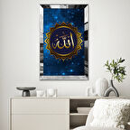 GÜMÜŞ  AYNALI PLEKSİ ÇERÇEVELİ ALLAH LAFZI DİNİ İSLAMİ TABLO