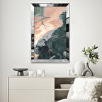 GÜMÜŞ AYNALI PLEKSİ ÇERÇEVELİ MODERN ÇİÇEKLİ MAVİ SURETLİ SOYUT ÇİZİM TABLO