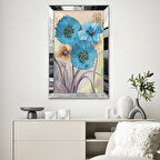 GÜMÜŞ AYNALI PLEKSİ ÇERÇEVELİ MAVİ RENKLİ BÜYÜK ÇİÇEKLER TABLOSU