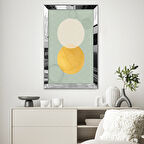 GÜMÜŞ AYNALI PLEKSİ ÇERÇEVELİ DESENLİ GÜNEŞ VE AY SOYUT TASARIM TABLOSU