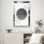 GÜMÜŞ AYNALI PLEKSİ ÇERÇEVELİ MODERN TARZDA DESENLİ SİYAH AY TABLOSU