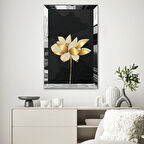 GÜMÜŞ AYNALI PLEKSİ ÇERÇEVELİ MODERN MİNİMAL ALTIN RENKLİ ÇİÇEK TABLOSU
