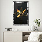 GÜMÜŞ AYNALI PLEKSİ ÇERÇEVELİ DEKORATİF ALTIN RENKLİ ZARİF ÇİÇEK TABLOSU