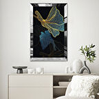 GÜMÜŞ AYNALI PLEKSİ ÇERÇEVELİ ALTIN RENKLİ ÇİZGİSEL YAPRAKLAR TABLOSU