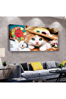 Sevimli Kedi 120 X 60 Saatli Kanvas Tablo