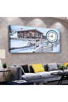 Kış Manzara 120 X 60 Saatli Kanvas Tablo