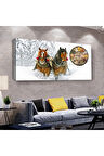 Kış Atları 120 X 60 Saatli Kanvas Tablo