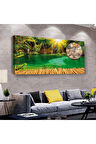 Nehir Kenarı Manzara 120 X 60 Saatli Kanvas Tablo