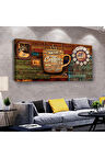 Coffe 120 X 60 Saatli Kanvas Tablo