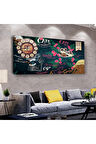 Cafe 120 X 60 Saatli Kanvas Tablo