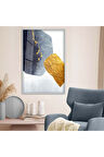 Gold Metal Çerçeveli Soyut Tema Modern Çizim Kırılmaz Cam Tablo