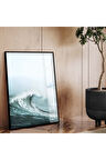 Siyah Metal Çerçeveli Dalga Tema Kırılmaz Cam Tablo