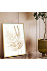 Gold Metal Çerçeveli Yaprak Desen Kırılmaz Cam Tablo