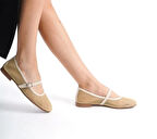 Modern Şık Fileli Esnek Güncel Trend Küt Burun Confort Babet