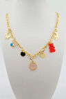 Kadın Özel Tasarım Kırmızı Renk Karışık Figürlü Nazarlı Kolye