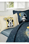 Özdilek Mickey Minnie Day Mavi Disney Lisanslı Çift Kişilik Nevresim Takımı (Lastikli Çarşaf)