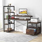 Zizuva Modern Tasarım Raflı Ve Kitaplıklı Çalışma Masası