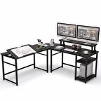 Zizuva L Köşe Monitör Raflı Çizim Ve Çalışma Masası