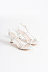 Monya Premium Kadın Beyaz Topuklu Sandalet