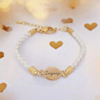 14 Ayar Altın Plakalı Beyaz Deri Şık ve Özgün Zeynep Bilekliği