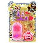 Eğlenceli Oyuncak Pembe Küvetli Evcil Hayvan Bakım Seti Kız Erkek Çocuk Eğitici