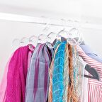 3 Adet 7 Bölmeli Çok Fonksiyonlu Aksesuar Askısı Şeffaf Şal Askısı Eşarp Askısı Kravat Askısı